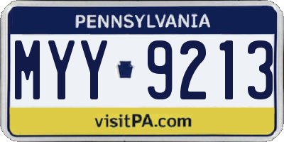 PA license plate MYY9213