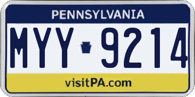 PA license plate MYY9214