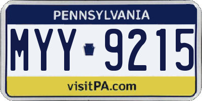 PA license plate MYY9215