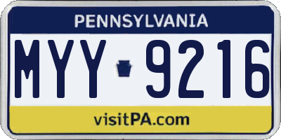 PA license plate MYY9216
