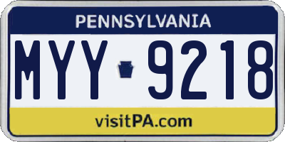 PA license plate MYY9218