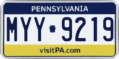 PA license plate MYY9219
