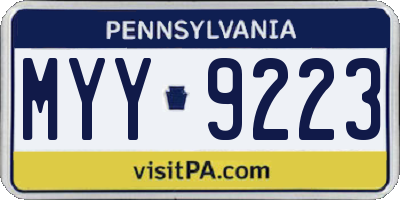 PA license plate MYY9223