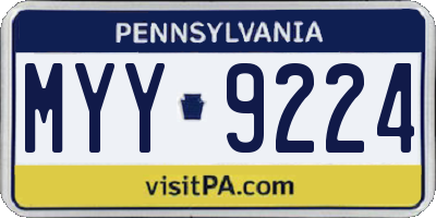 PA license plate MYY9224