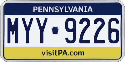 PA license plate MYY9226