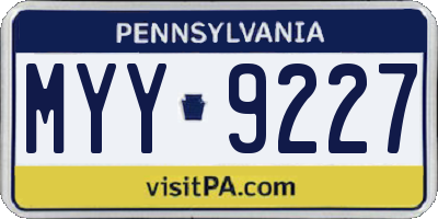 PA license plate MYY9227