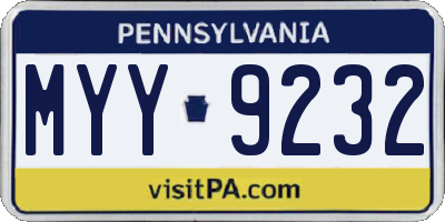PA license plate MYY9232