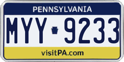 PA license plate MYY9233