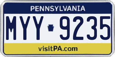 PA license plate MYY9235
