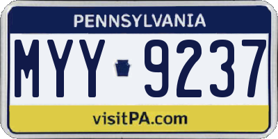 PA license plate MYY9237