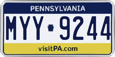 PA license plate MYY9244