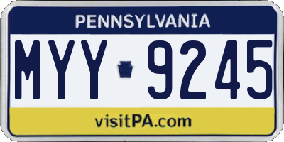 PA license plate MYY9245