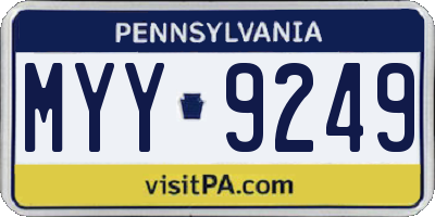 PA license plate MYY9249