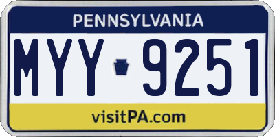 PA license plate MYY9251