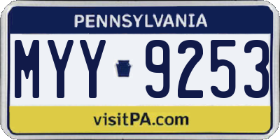 PA license plate MYY9253