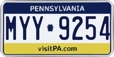 PA license plate MYY9254