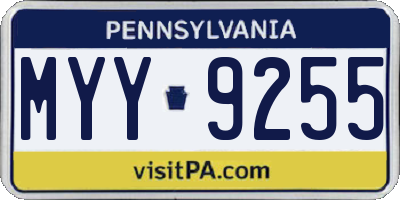 PA license plate MYY9255