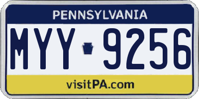 PA license plate MYY9256