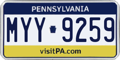 PA license plate MYY9259