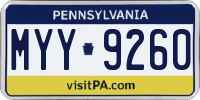 PA license plate MYY9260