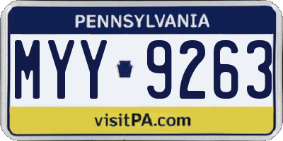 PA license plate MYY9263