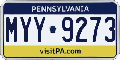 PA license plate MYY9273