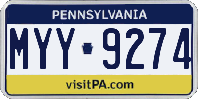 PA license plate MYY9274