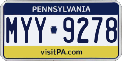PA license plate MYY9278