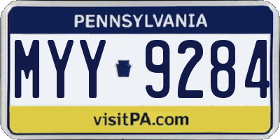 PA license plate MYY9284