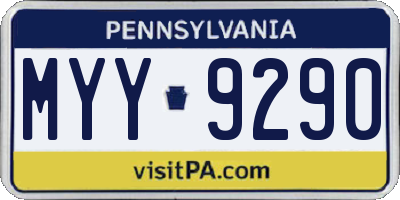 PA license plate MYY9290
