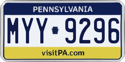 PA license plate MYY9296