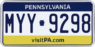 PA license plate MYY9298