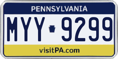 PA license plate MYY9299
