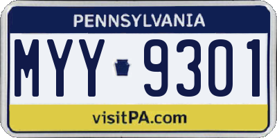 PA license plate MYY9301