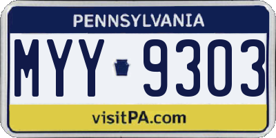 PA license plate MYY9303