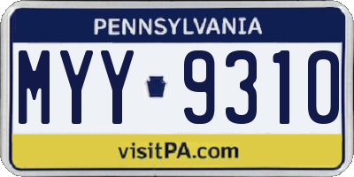 PA license plate MYY9310