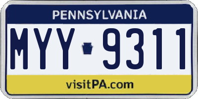 PA license plate MYY9311