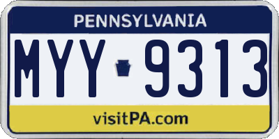 PA license plate MYY9313