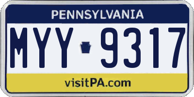 PA license plate MYY9317