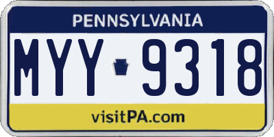 PA license plate MYY9318