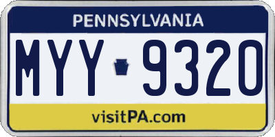 PA license plate MYY9320