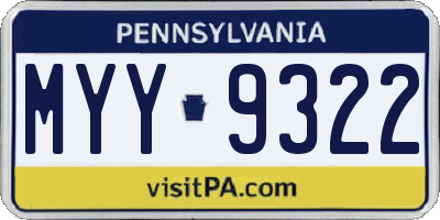 PA license plate MYY9322