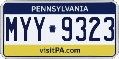 PA license plate MYY9323