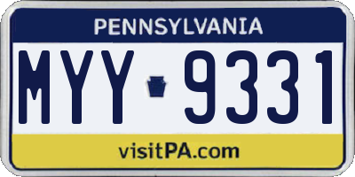 PA license plate MYY9331
