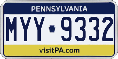PA license plate MYY9332