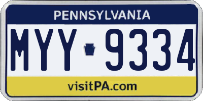 PA license plate MYY9334