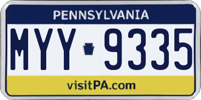 PA license plate MYY9335