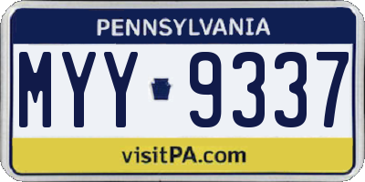 PA license plate MYY9337