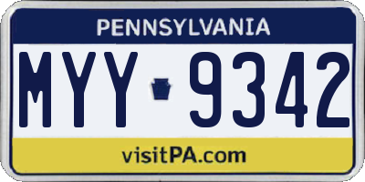PA license plate MYY9342