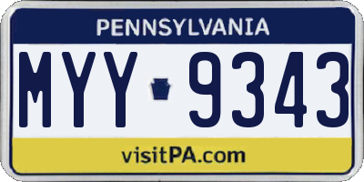 PA license plate MYY9343